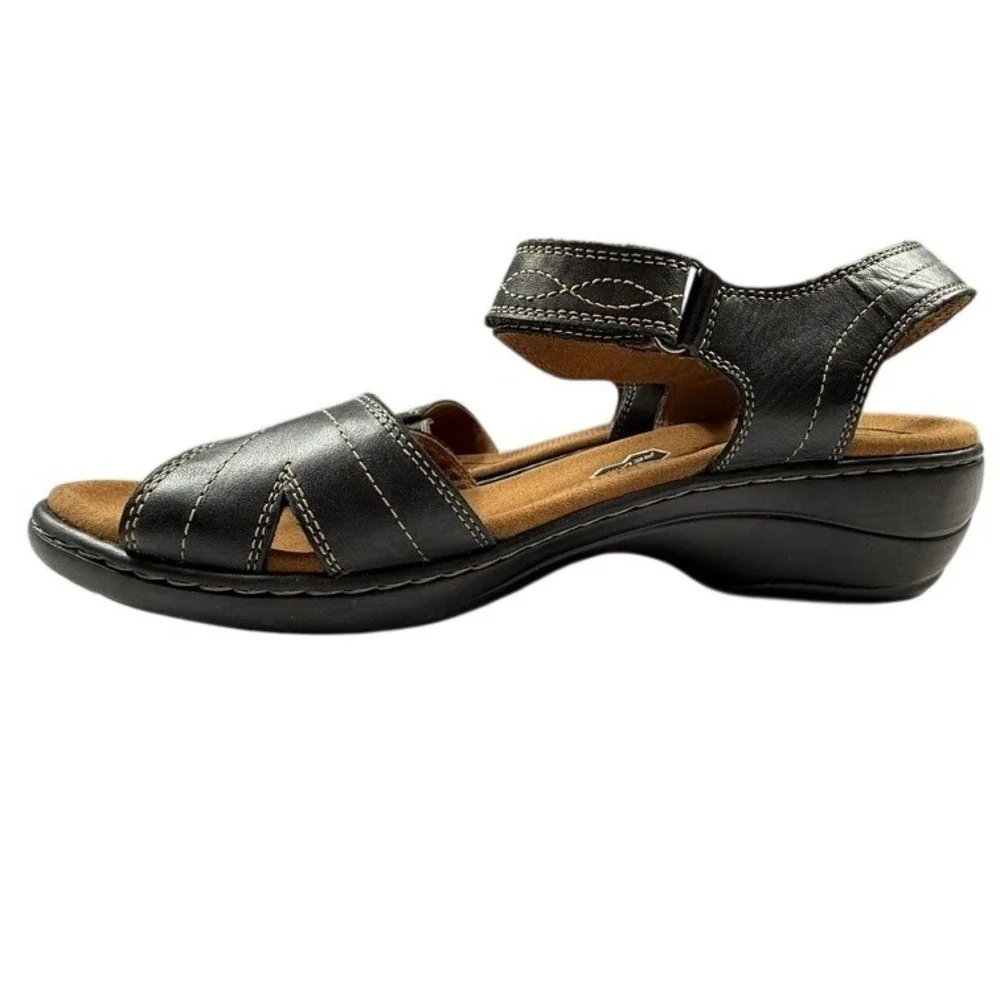 Cobb Hill New Balance‎ Womens Black Leather Wedge Sandals RevLite  Size 10M